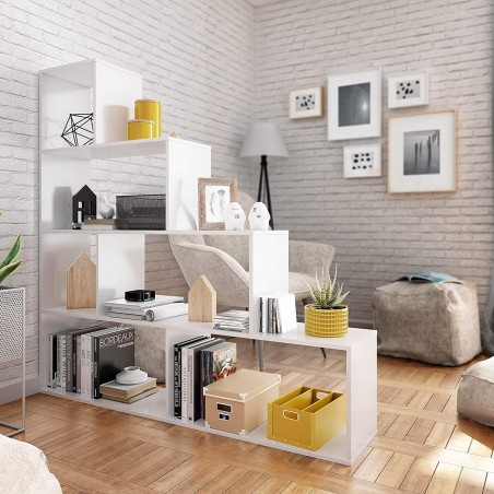 262086 Librería KLUM con 9 estantes de melamina Estante geométrico 145X29xH145cm