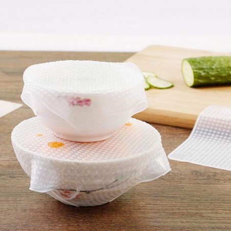 Juego de 3 tapas de silicona extensibles y reutilizables para alimentos