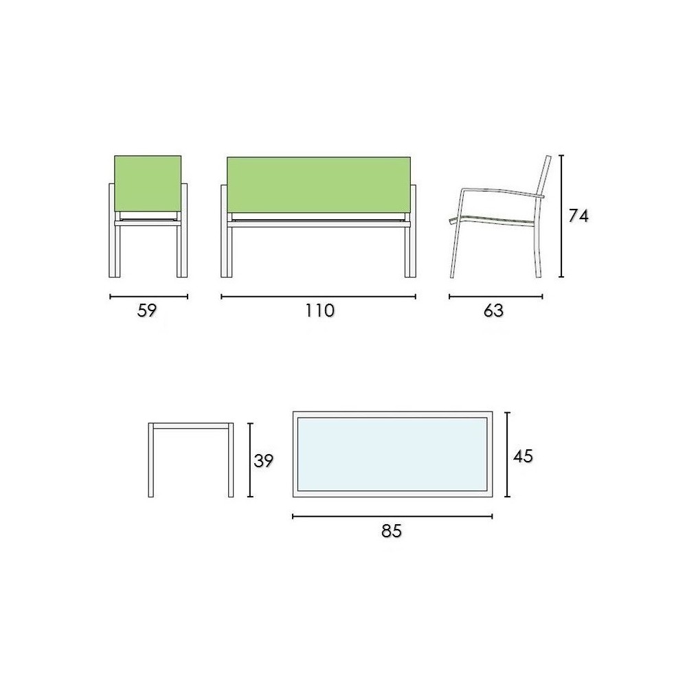 Salón Missouri para jardín con sillas y mesa de...