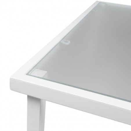 Salón Missouri para jardín con sillas y mesa de centro en Textilene color blanco