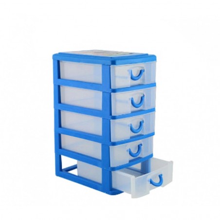 225066 Cajonera de 5 cajones pequeños WELKHOME plástico rígido de colores 9x13x1