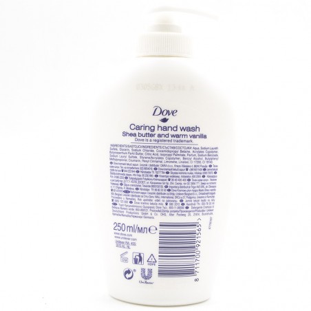 921565 Jabón líquido DOVE Caring Hand Wash manteca de karité y vainilla 250ml