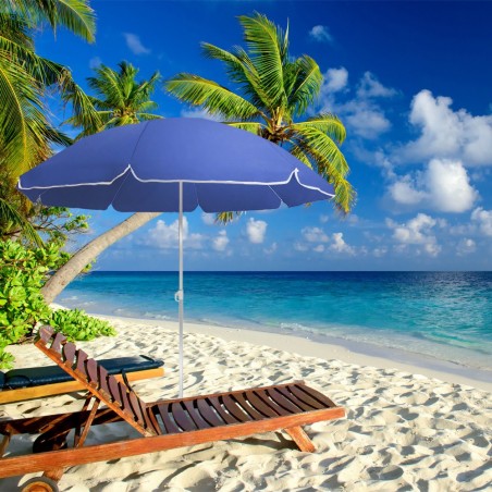 208008 Sombrilla de playa con palo central de metal y en tela de poliéster 180cm