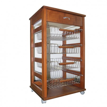 380038 Carro en madera de haya Vesuvio porta frutas para ahorrar espacio