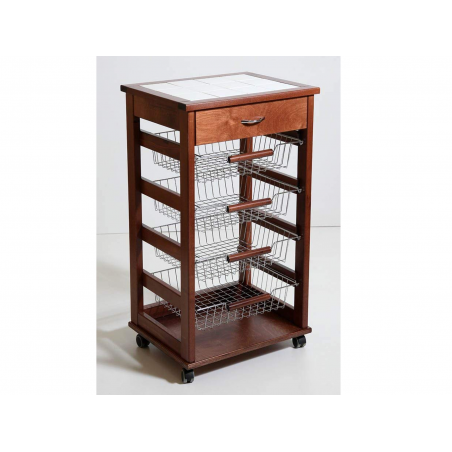 380038 Carro en madera de haya Vesuvio porta frutas para ahorrar espacio