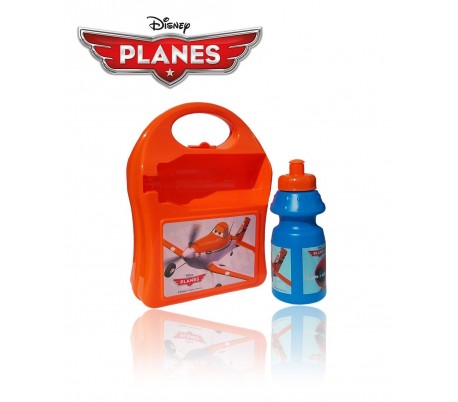 Kit fiambrera infantil para el colegio con motivo de DUSTY PLANES incluye botella de 350ml - Porta-sandwich 553-20255