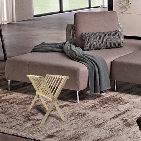 440704 Revistero organizador de suelo en madera clara plegable 22x38xH33 cm