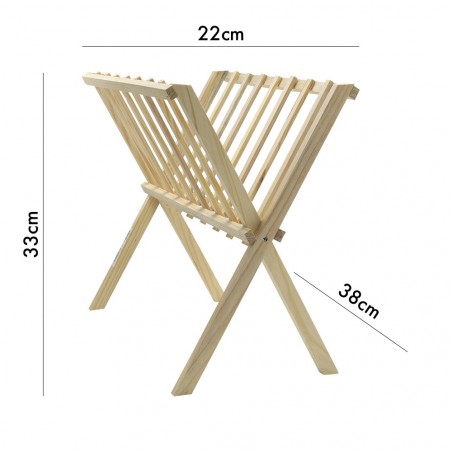 440704 Revistero organizador de suelo en madera clara plegable 22x38xH33 cm