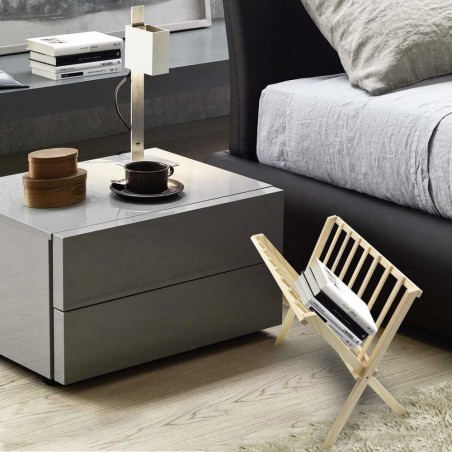 440704 Revistero organizador de suelo en madera clara plegable 22x38xH33 cm