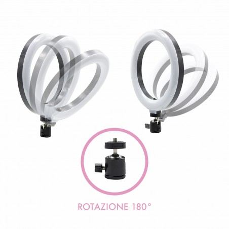 730492 Anillo LED selfie de 20 cm con 2 soportes para smartphones 3 modos de luz