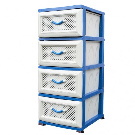 719001 Cómoda de plástico móvil de 4 cajones 37x41,5xH87,5 cm ahorra espacio