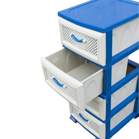 719001 Cómoda de plástico móvil de 4 cajones 37x41,5xH87,5 cm ahorra espacio