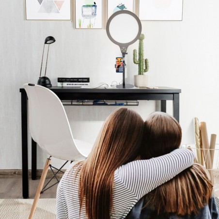 730485 Lámpara de mesa LED selfie 26 cm con temporizador y 3 modos de luz
