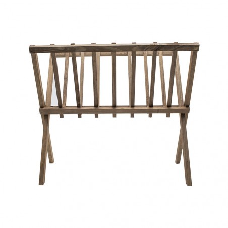 440711 Revistero organizador de suelo en madera oscura plegable 22x38xH33 cm