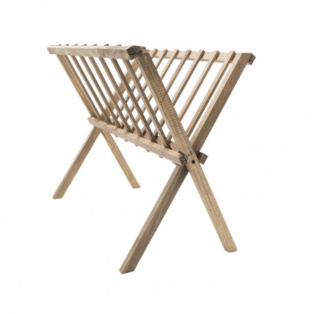 440711 Revistero organizador de suelo en madera oscura plegable 22x38xH33 cm