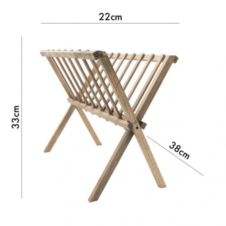 440711 Revistero organizador de suelo en madera oscura plegable 22x38xH33 cm