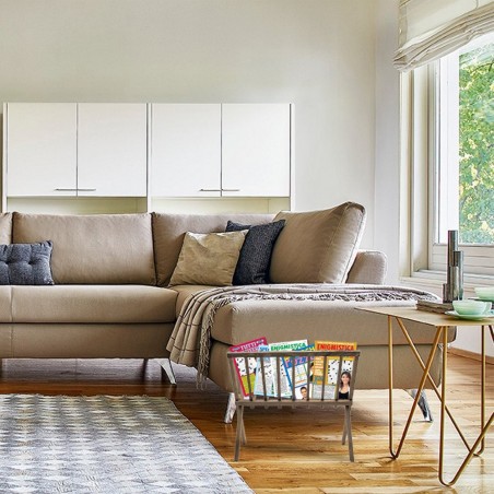 440711 Revistero organizador de suelo en madera oscura plegable 22x38xH33 cm