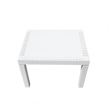 Salón interior o exterior AKITA Poliratán en blanco 2 sillones y mesita centro