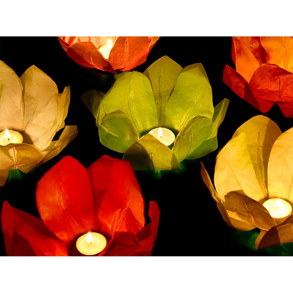 05237 Farol de loto flotante con vela 30 x 30...