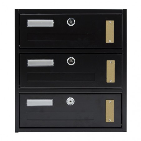 Buzón de condominio Iron Black 3 plazas Art MWS1 30x32,5x17cm
