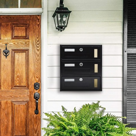 Buzón de condominio Iron Black 3 plazas Art MWS1 30x32,5x17cm