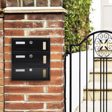 Buzón de condominio Iron Black 3 plazas Art MWS1 30x32,5x17cm