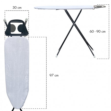 782908 Tabla de planchar estructura de aluminio regulable en altura con soporte