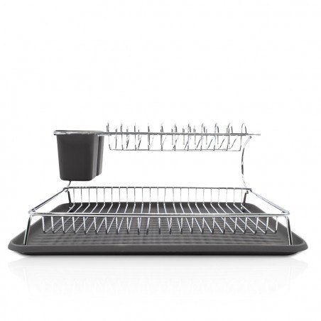 385741 Escurridor de platos en acero con bandeja y compartimento para cubiertos
