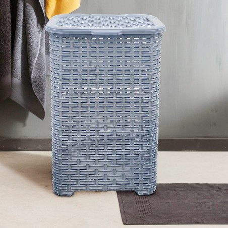 304643 Set 3pcs accesorios de baño en ratán cesto para la ropa y escobillero