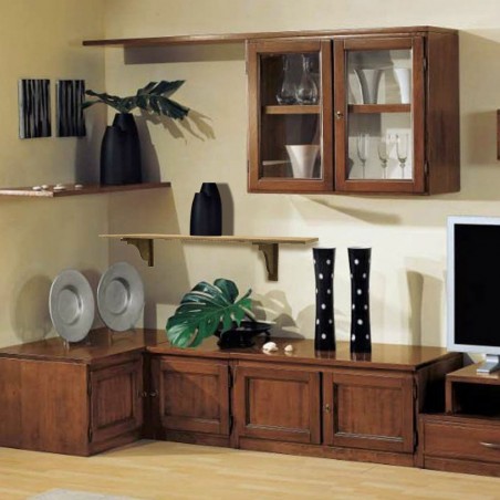 416792 Estante de almacenamiento en madera de nogal 20x75cm rectangular de pared