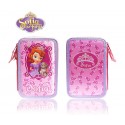 Estuche escolar de 38 piezas con motivo de PRINCESA SOFÍA incluye rotuladores lápices de colores y diferentes accesorios