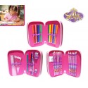 Estuche escolar de 38 piezas con motivo de PRINCESA SOFÍA incluye rotuladores lápices de colores y diferentes accesorios