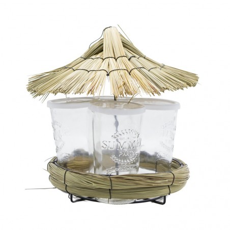 507711 Juego de 4 copas de cocktail con bandeja de paja para veladas y fiestas