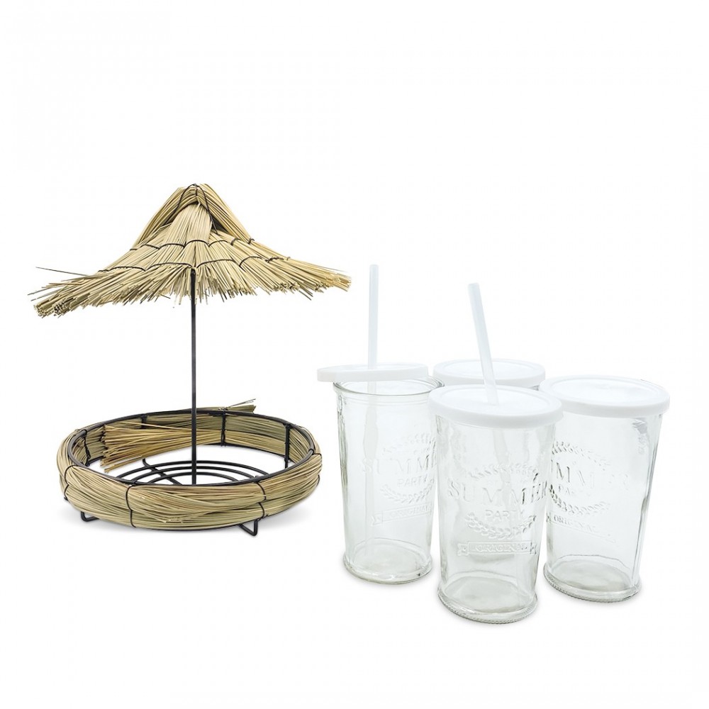 507711 Juego de 4 copas de cocktail con bandeja...