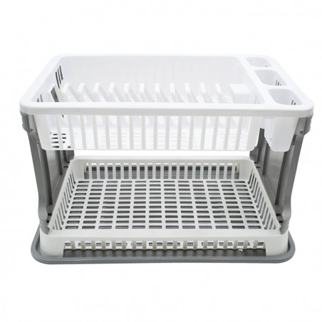 26029 Escurridor platos en plástico de ratán 2 niveles para fregadero de cocina