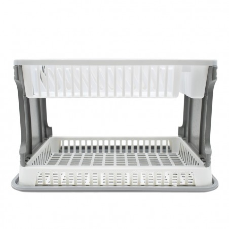 26029 Escurridor platos en plástico de ratán 2 niveles para fregadero de cocina
