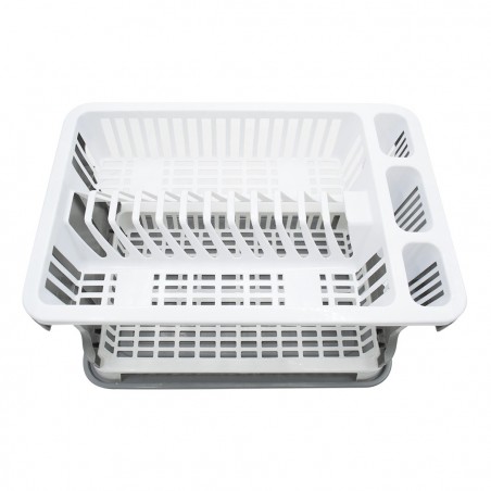 26029 Escurridor platos en plástico de ratán 2 niveles para fregadero de cocina