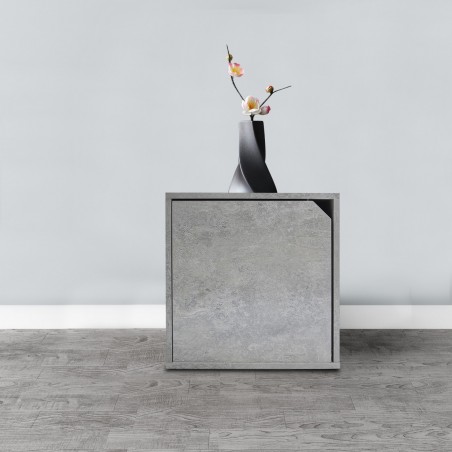 13232 Cubo modular librería cemento de fresno con puerta de apertura magnética