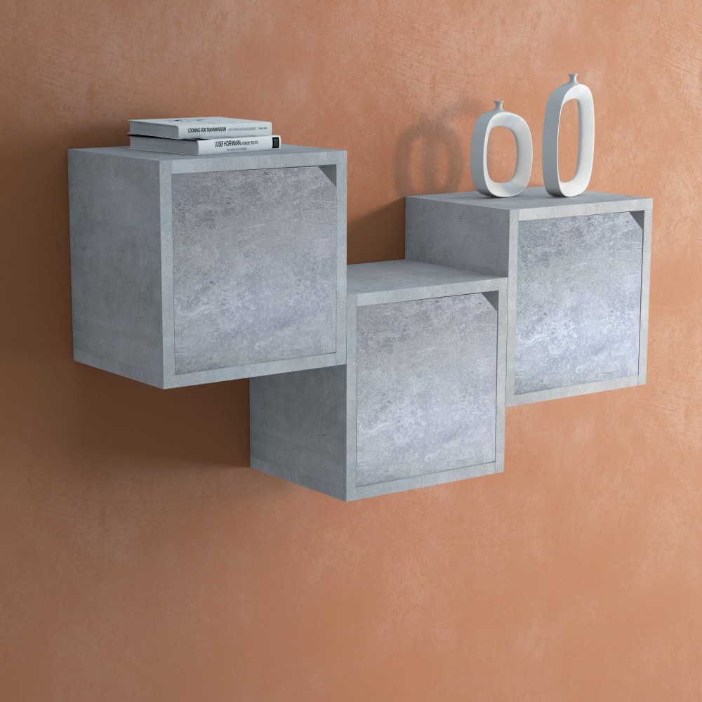 13232 Cubo modular librería cemento de fresno...