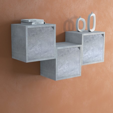 13232 Cubo modular librería cemento de fresno con puerta de apertura magnética