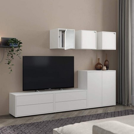 13232 Cubo modular librería cemento de fresno con puerta de apertura magnética