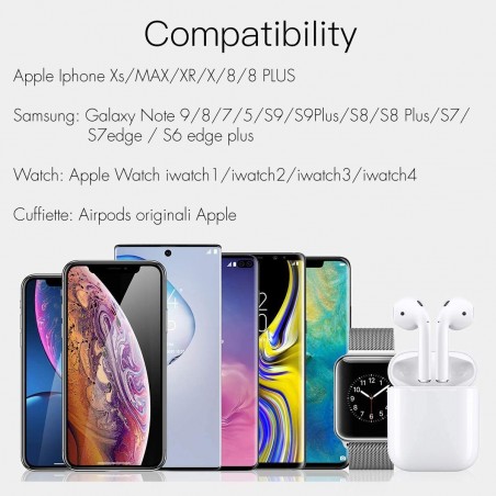 Art. 000305 Soporte de carga inalámbrica 3en1 para smartphone 2A wifi dock NEGRO