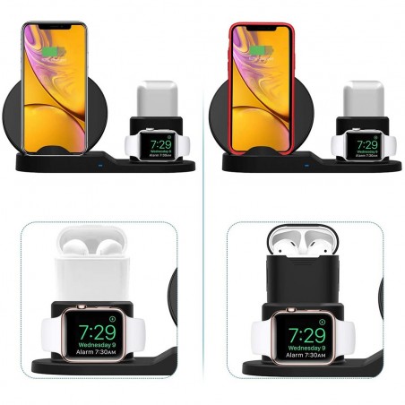 Art. 000305 Soporte de carga inalámbrica 3en1 para smartphone 2A wifi dock NEGRO