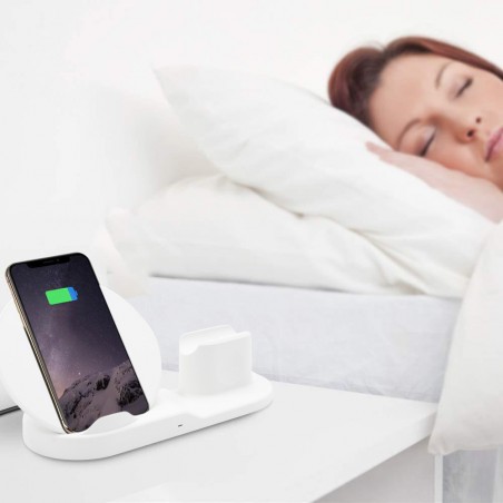 Art. 000305 Soporte de carga inalámbrica 3en1 para smartphone 2A wifi dock NEGRO