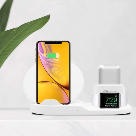 Art. 000305 Soporte de carga inalámbrica 3en1 para smartphone 2A wifi dock NEGRO