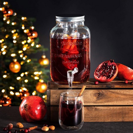 225036 Set 2 Dispensadores de cristal para Bebidas con Grifo y con Soporte 4 lt