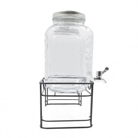 225036 Set 2 Dispensadores de cristal para Bebidas con Grifo y con Soporte 4 lt