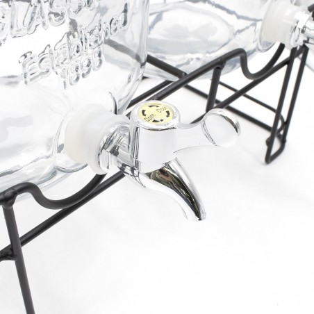 225036 Set 2 Dispensadores de cristal para Bebidas con Grifo y con Soporte 4 lt