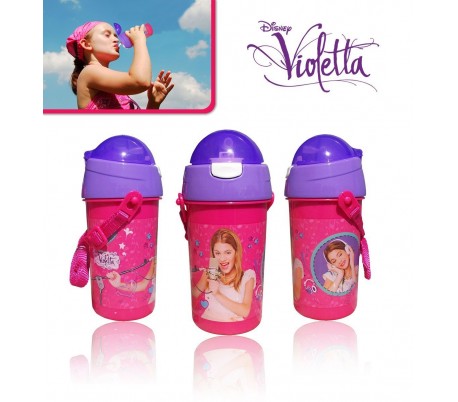 Cantimplora / Botella de agua con motivo de VIOLETTA 500ml con cómoda correa de transporte DISNEY 80209 