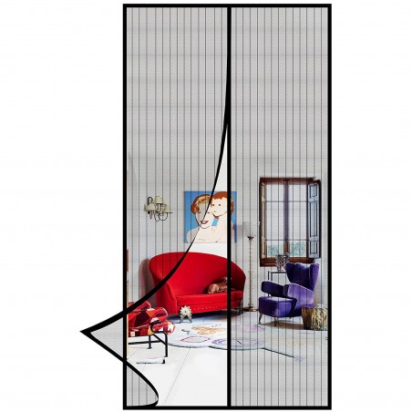 001473 Cortina mosquitera con cierre magnético fabricada en resina 120 x 240 cm
